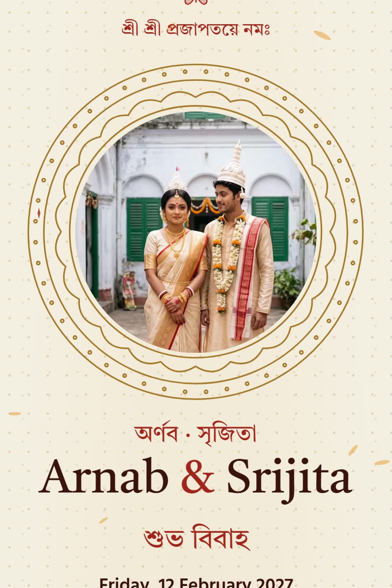 The Alpana Shankha invitation, opened on a phone